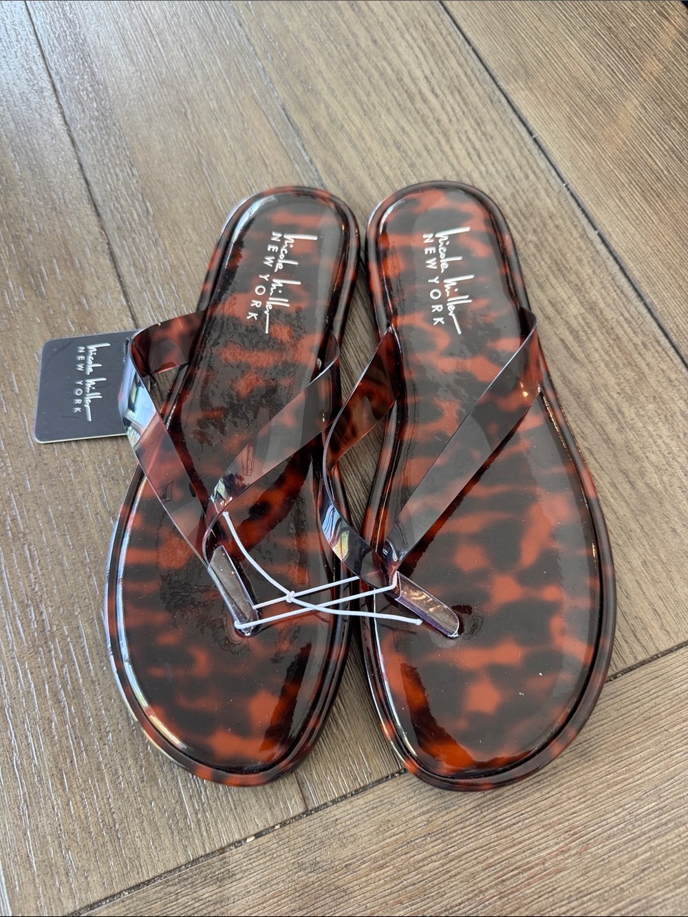 Nicole Miller Tortoiseshell-Pattern Jelly Sandals - Brown/Black
